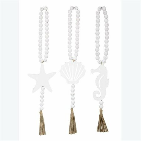 YOUNGS MDF & Wood Nautical Beads String with Shell, Seahorse & Starfish - 3 Assortment 62109